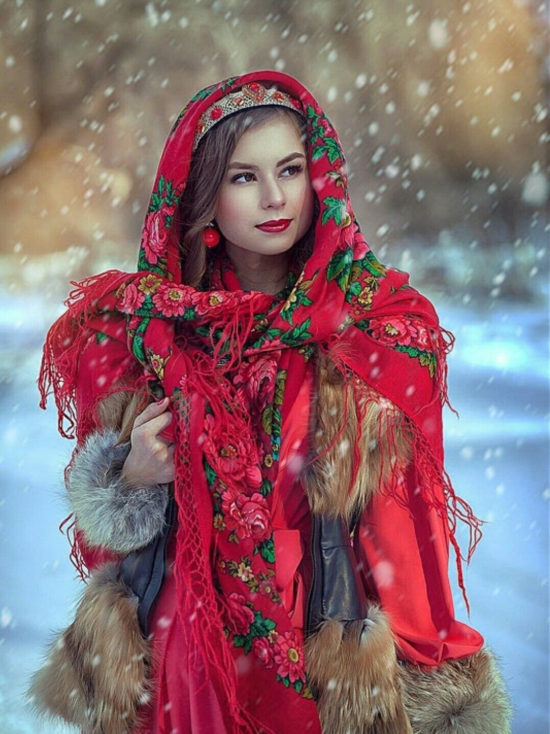 Beautiful girl Women in Slavic costumes in Surat